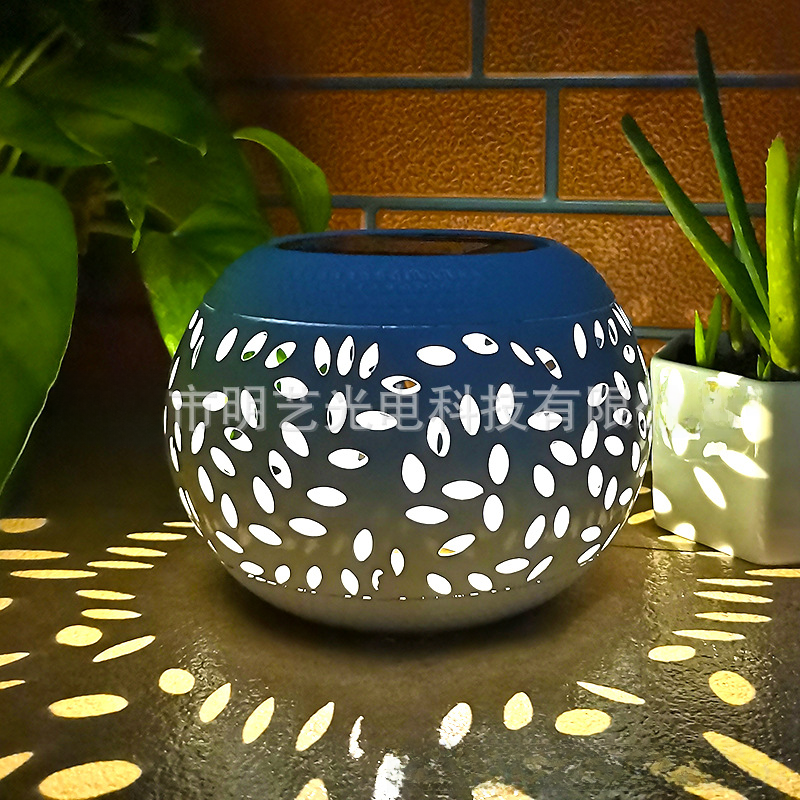 Solar Iron Art Lantern for Outdoor Garden Use