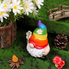 Garden Rainbow Gnome Resin Statue for Indoor/Outdoor Use