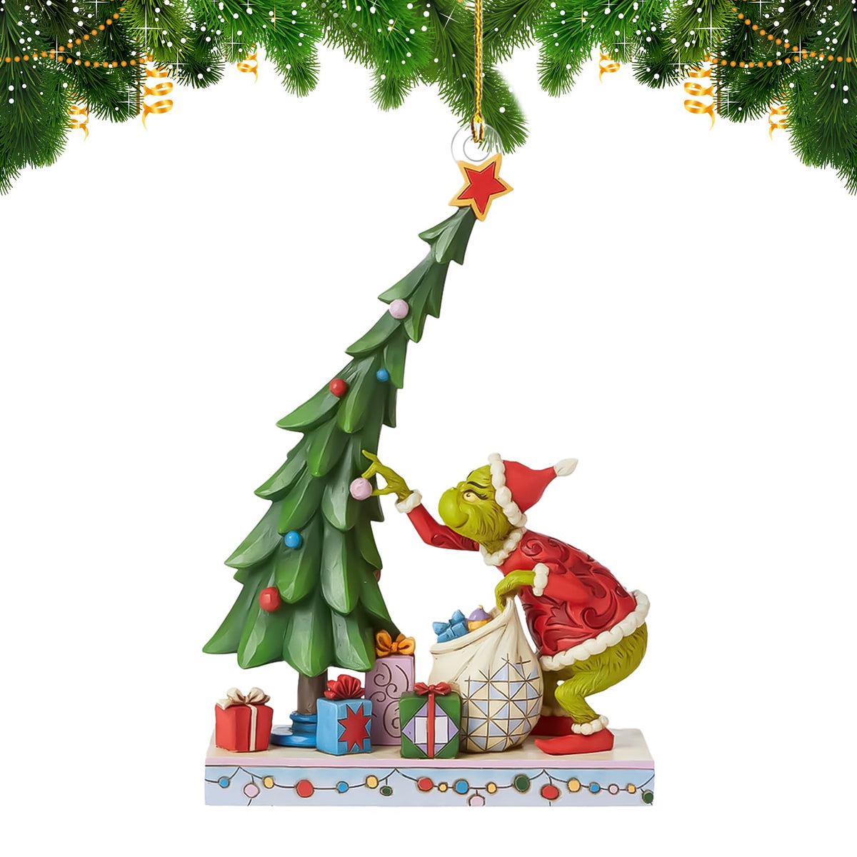Christmas Tree Decorations - Hanging Green Christmas Ornaments 3.5 Inch Indoor and Outdoor Christmas Decorations Acrylic Christmas Decor Gifts Party Supplies Stocking Stuffers for Kids(F)