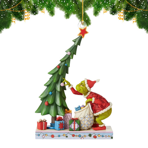 Christmas Tree Decorations - Hanging Green Christmas Ornaments 3.5 Inch Indoor and Outdoor Christmas Decorations Acrylic Christmas Decor Gifts Party Supplies Stocking Stuffers for Kids(F)